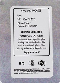2007 Upper Deck - Printing Plates Yellow #674 Steve Finley Back