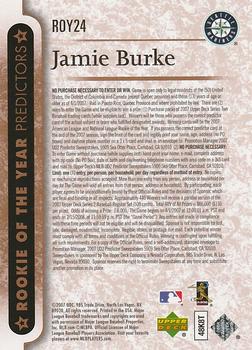 2007 Upper Deck - Predictors: Rookie of the Year #ROY24 Jamie Burke Back