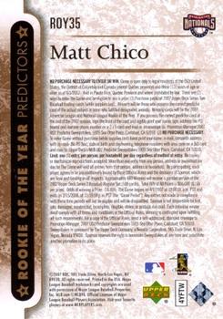 2007 Upper Deck - Predictors: Rookie of the Year #ROY35 Matt Chico Back