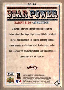 2007 Upper Deck - Star Power #SP-BZ Barry Zito Back