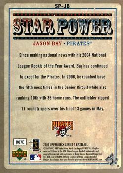 2007 Upper Deck - Star Power #SP-JB Jason Bay Back