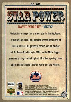 2007 Upper Deck - Star Power #SP-WR David Wright Back