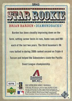 2007 Upper Deck - Star Rookies #SR43 Brian Barden Back
