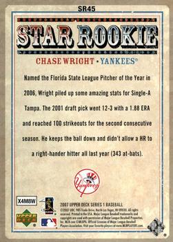 2007 Upper Deck - Star Rookies #SR45 Chase Wright Back