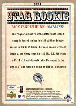 2007 Upper Deck - Star Rookies #SR47 Rick Vanden Hurk Back
