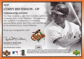 2007 Upper Deck - Star Signings #SS-CP Corey Patterson Back