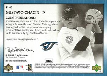 2007 Upper Deck - Star Signings #SS-GC Gustavo Chacin Back