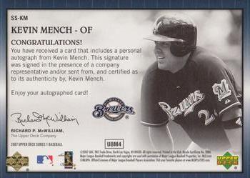 2007 Upper Deck - Star Signings #SS-KM Kevin Mench Back