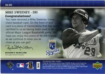 2007 Upper Deck - UD Game Materials #UD-MS Mike Sweeney Back