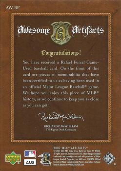 2007 Upper Deck Artifacts - Awesome Artifacts #AW-RF Rafael Furcal Back