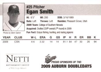 2009 Auburn Doubledays #NNO Egan Smith Back