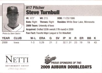 2009 Auburn Doubledays #NNO Steve Turnbull Back