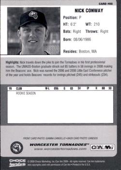 2009 Choice Worcester Tornadoes #8 Nick Conway Back