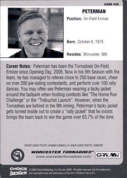 2009 Choice Worcester Tornadoes #28 Peterman Back