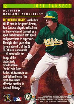 1997 Stadium Club Members Only 55 #12 Jose Canseco Back