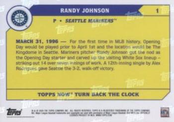 2020 Topps Now Turn Back the Clock #1 Randy Johnson Back