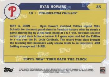 2020 Topps Now Turn Back the Clock #35 Ryan Howard Back