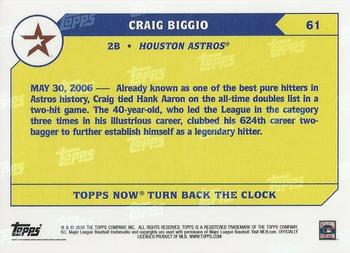 2020 Topps Now Turn Back the Clock #61 Craig Biggio Back