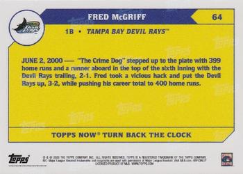 2020 Topps Now Turn Back the Clock #64 Fred McGriff Back