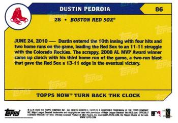 2020 Topps Now Turn Back the Clock #86 Dustin Pedroia Back