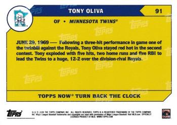 2020 Topps Now Turn Back the Clock #91 Tony Oliva Back