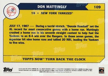 2020 Topps Now Turn Back the Clock #109 Don Mattingly Back