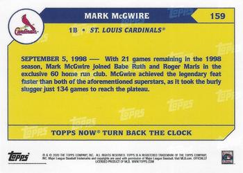 2020 Topps Now Turn Back the Clock #159 Mark McGwire Back