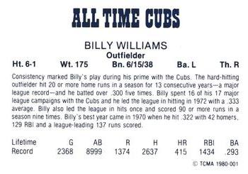 1980 TCMA All Time Chicago Cubs - Black Ink Backs #1 Billy Williams Back