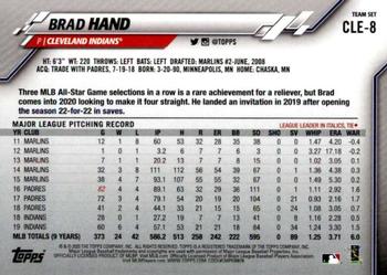 2020 Topps Cleveland Indians #CLE-8 Brad Hand Back