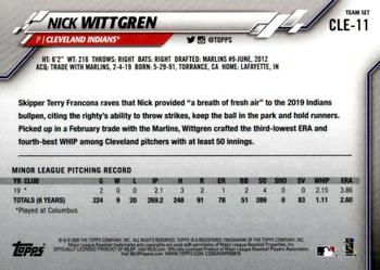 2020 Topps Cleveland Indians #CLE-11 Nick Wittgren Back