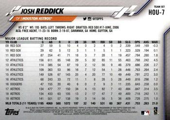 2020 Topps Houston Astros #HOU-7 Josh Reddick Back