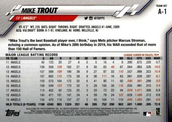 2020 Topps Los Angeles Angels #A-1 Mike Trout Back