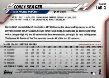 2020 Topps Los Angeles Dodgers #LAD-3 Corey Seager Back