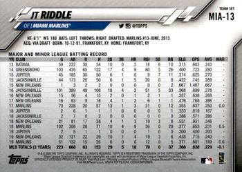 2020 Topps Miami Marlins #MIA-13 JT Riddle Back