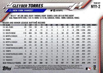 2020 Topps New York Yankees #NYY-2 Gleyber Torres Back
