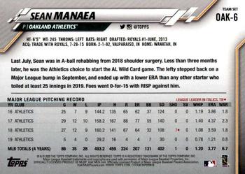 2020 Topps Oakland Athletics #OAK-6 Sean Manaea Back