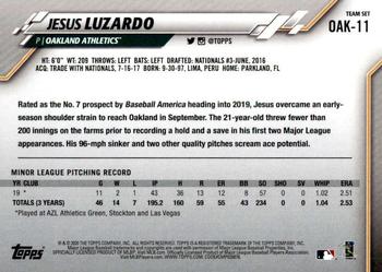 2020 Topps Oakland Athletics #OAK-11 Jesus Luzardo Back