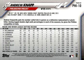 2020 Topps Philadelphia Phillies #PHI-10 Andrew Knapp Back