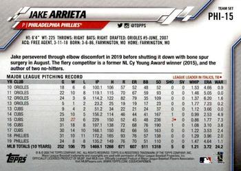 2020 Topps Philadelphia Phillies #PHI-15 Jake Arrieta Back