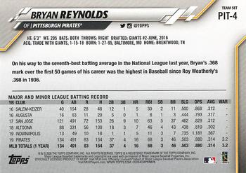 2020 Topps Pittsburgh Pirates #PIT-4 Bryan Reynolds Back