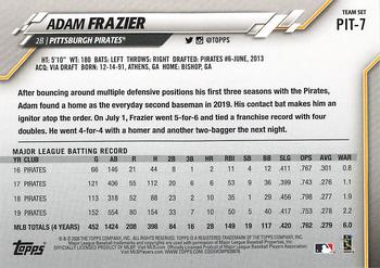 2020 Topps Pittsburgh Pirates #PIT-7 Adam Frazier Back