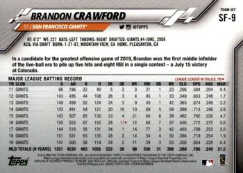 2020 Topps San Francisco Giants #SF-9 Brandon Crawford Back