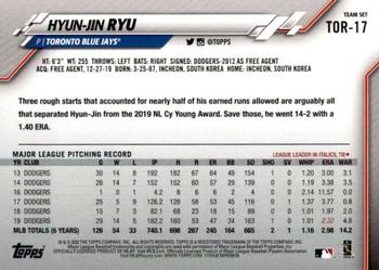 2020 Topps Toronto Blue Jays #TOR-17 Hyun-Jin Ryu Back