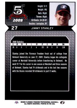 2009 Florence Freedom #NNO Jimmy Stanley Back