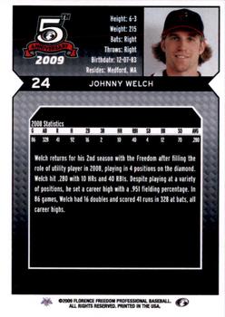 2009 Florence Freedom #NNO Johnny Welch Back