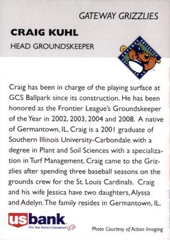 2009 Gateway Grizzlies #NNO Craig Kuhl Back