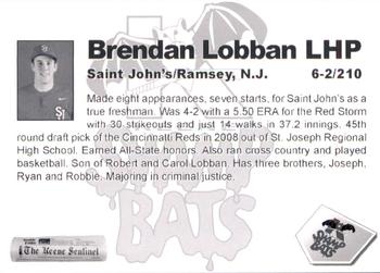 2009 Keene Swamp Bats #NNO Brendan Lobban Back