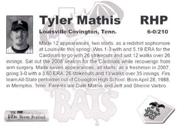 2009 Keene Swamp Bats #NNO Tyler Mathis Back