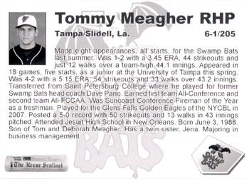 2009 Keene Swamp Bats #NNO Tommy Meagher Back