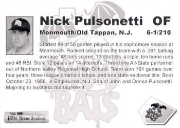 2009 Keene Swamp Bats #NNO Nick Pulsonetti Back